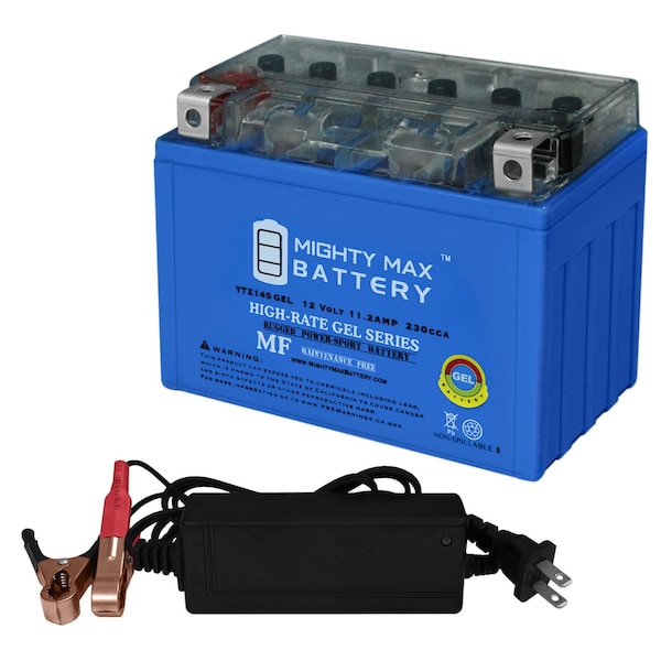 Mighty Max Battery YTZ14S GEL Replacement Battery Compatible with Power Source UTZ14S With 12V 2Amp Charger MAX3990695 - main